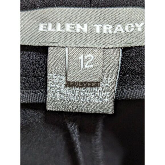 Ellen Tracy Women's Black Classic 2 Button Notch Lapel 2 Pc Set Pant Suit 12/14 - Picture 2 of 7